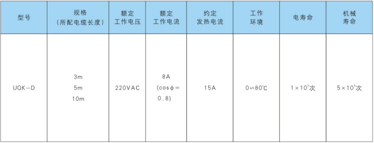 UQK-D液位浮動開關規(guī)格